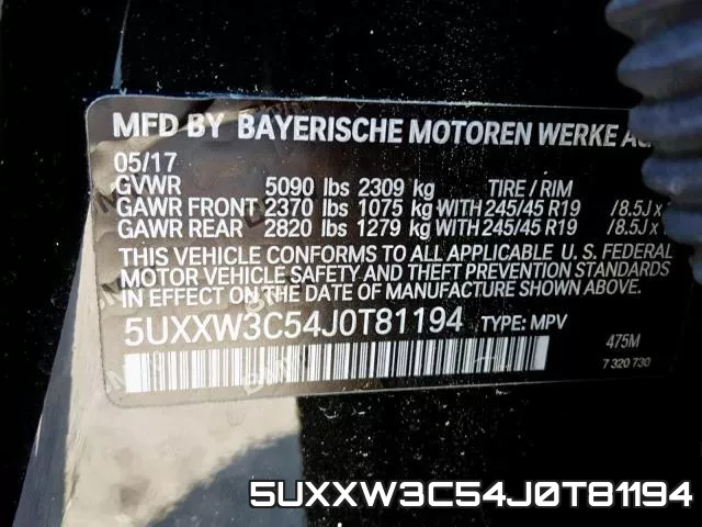 5UXXW3C54J0T81194 фото 2
