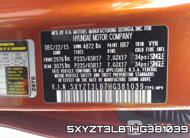 5XYZT3LB7HG381039 фото 10
