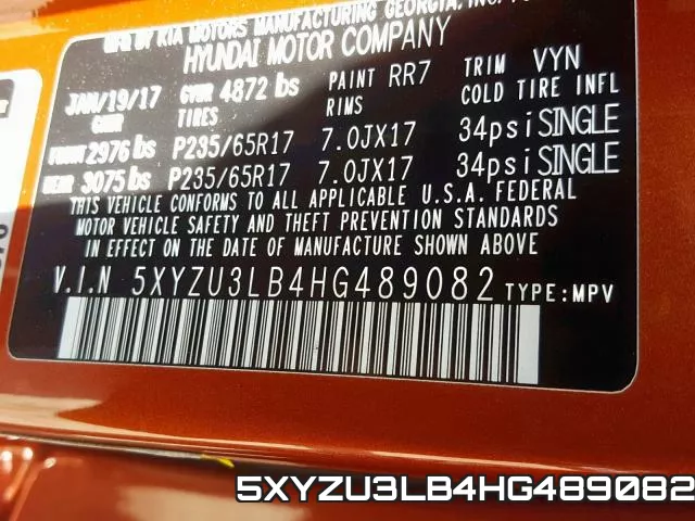 5XYZU3LB4HG489082 фото 2