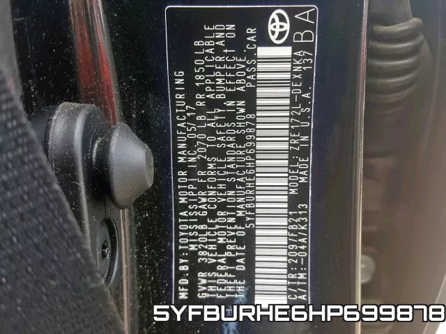 5YFBURHE6HP699878 фото 2