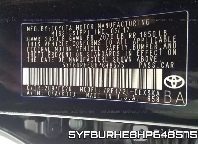 5YFBURHE8HP648575 фото 9