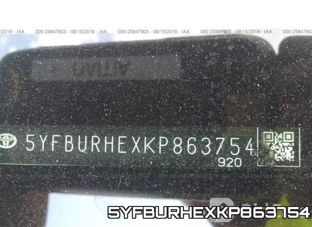 5YFBURHEXKP863754 фото 9