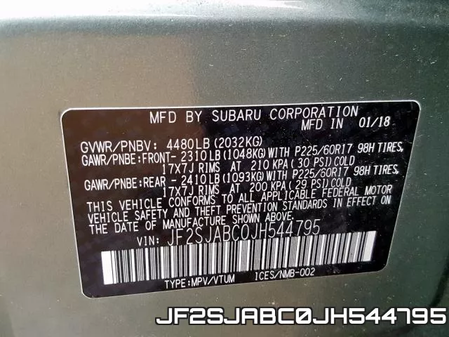 JF2SJABC0JH544795 фото 2