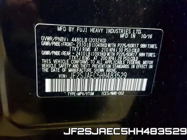 JF2SJAEC5HH483529 фото 2