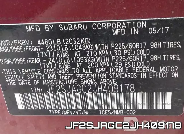 JF2SJAGC2JH409178 фото 10