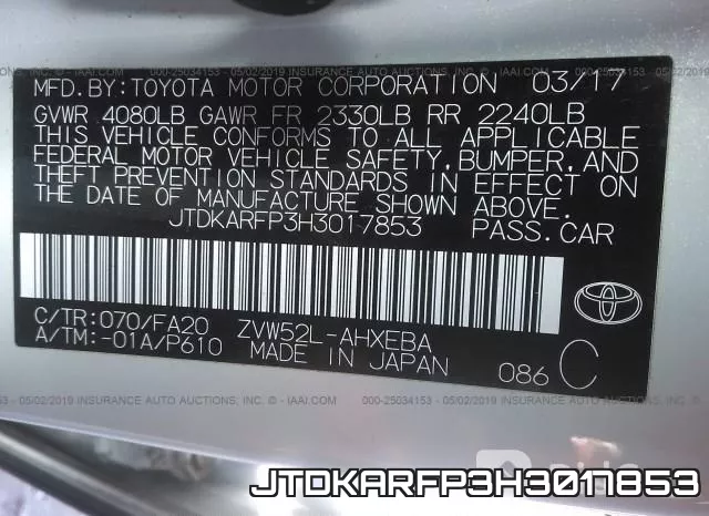 JTDKARFP3H3017853 фото 10