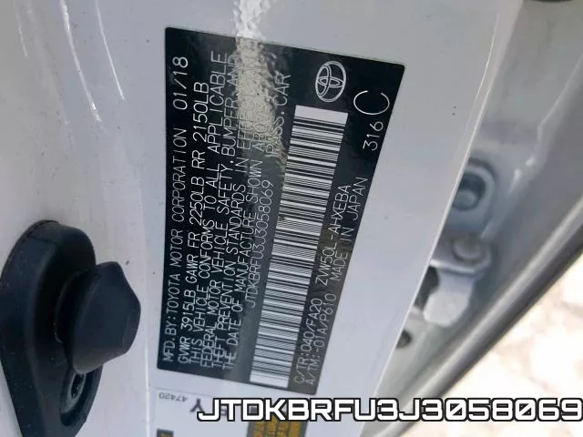 JTDKBRFU3J3058069 фото 2