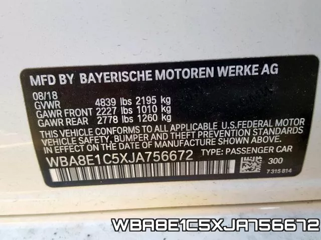 WBA8E1C5XJA756672 фото 2