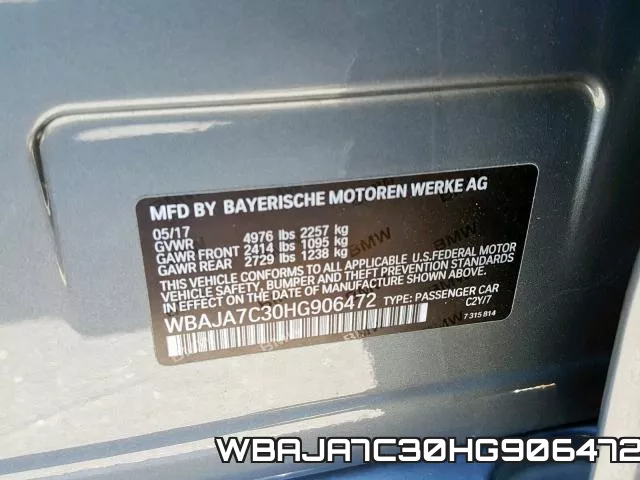 WBAJA7C30HG906472 фото 2