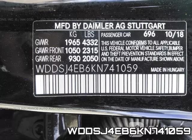 WDDSJ4EB6KN741059 фото 10