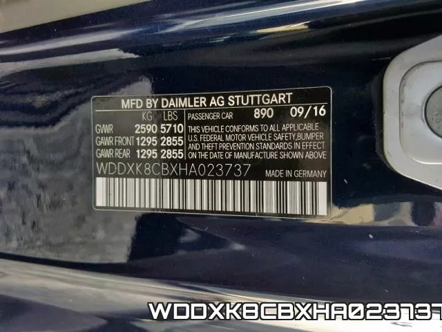 WDDXK8CBXHA023737 фото 2