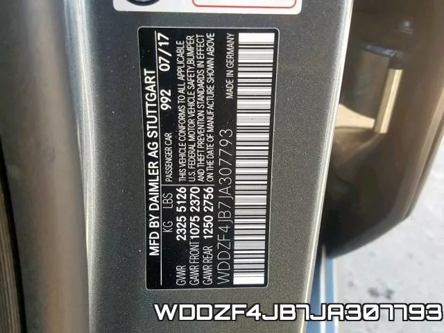 WDDZF4JB7JA307793 фото 2
