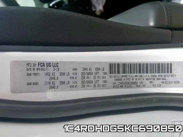 1C4RDHDG5KC690850 фото 2