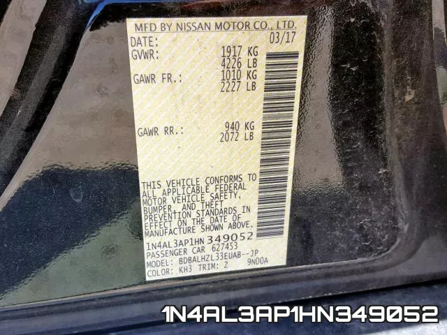 1N4AL3AP1HN349052 фото 2