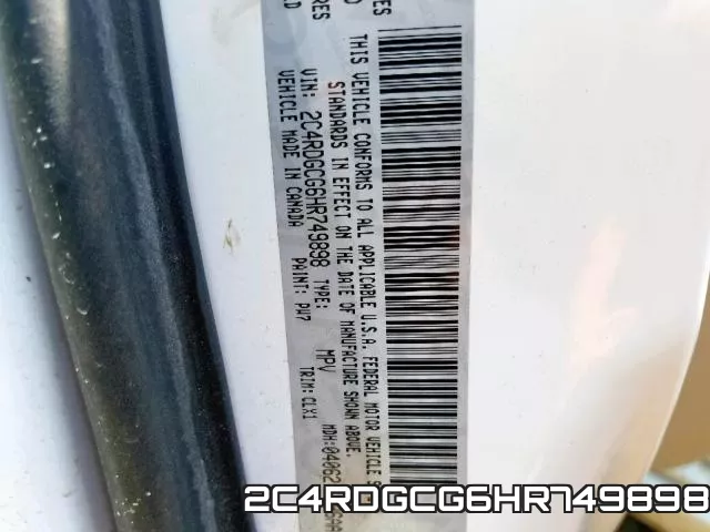 2C4RDGCG6HR749898 фото 2