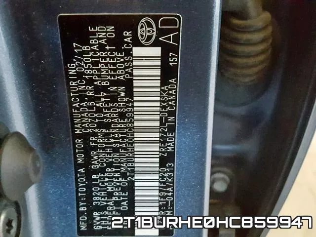 2T1BURHE0HC859947 фото 2