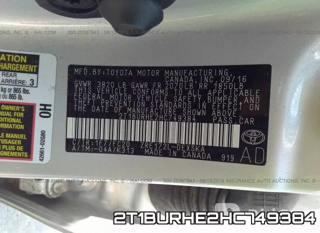 2T1BURHE2HC749384 фото 10