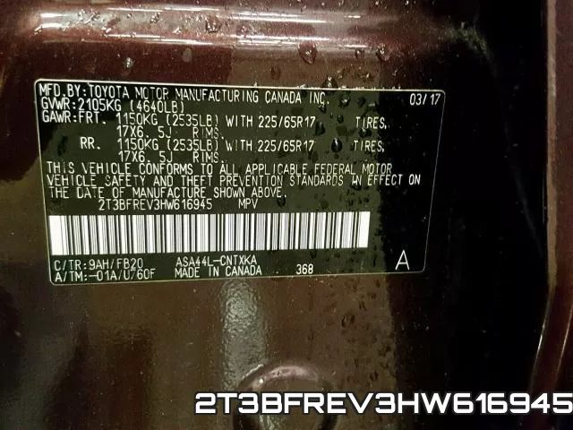 2T3BFREV3HW616945 фото 2