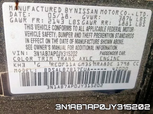 3N1AB7AP0JY315202 фото 2