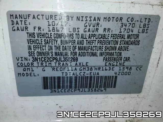3N1CE2CP9JL358269 фото 2