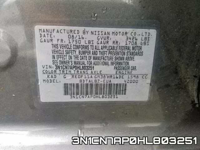 3N1CN7AP0HL803251 фото 2