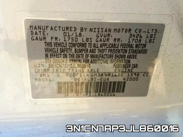 3N1CN7AP3JL860016 фото 2