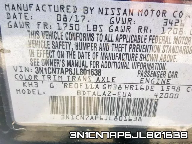 3N1CN7AP6JL801638 фото 2