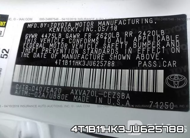 4T1B11HK3JU625788 фото 10