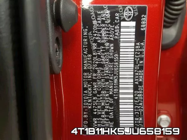 4T1B11HK5JU658159 фото 2
