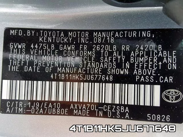 4T1B11HK5JU677648 фото 2