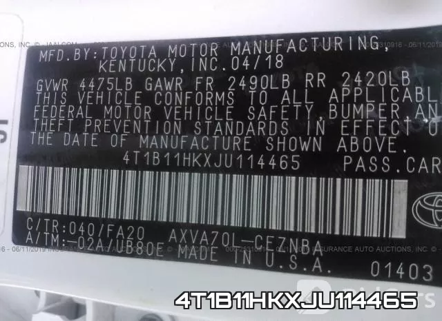 4T1B11HKXJU114465 фото 10