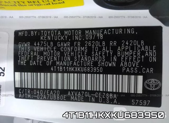 4T1B11HKXKU683950 фото 10