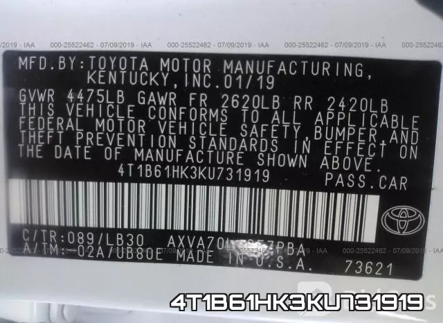 4T1B61HK3KU731919 фото 10