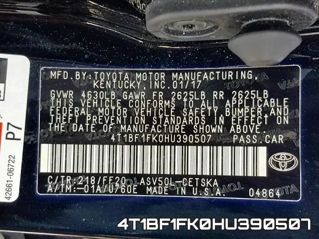 4T1BF1FK0HU390507 фото 2
