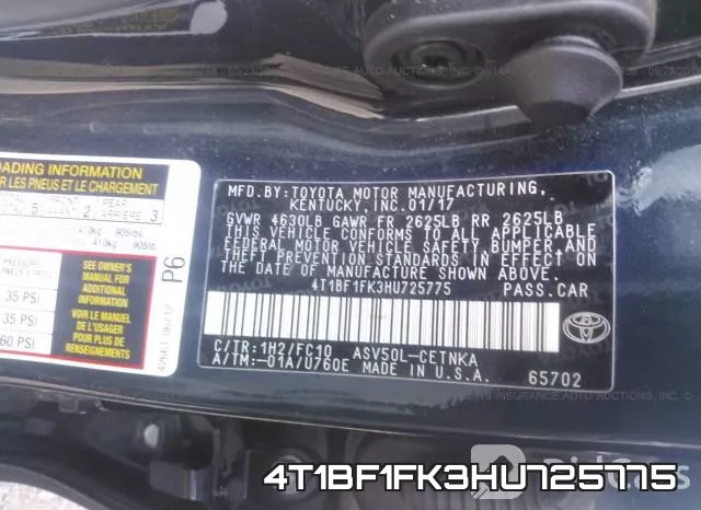 4T1BF1FK3HU725775 фото 10