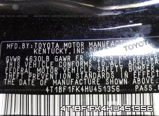4T1BF1FK4HU451356 фото 10