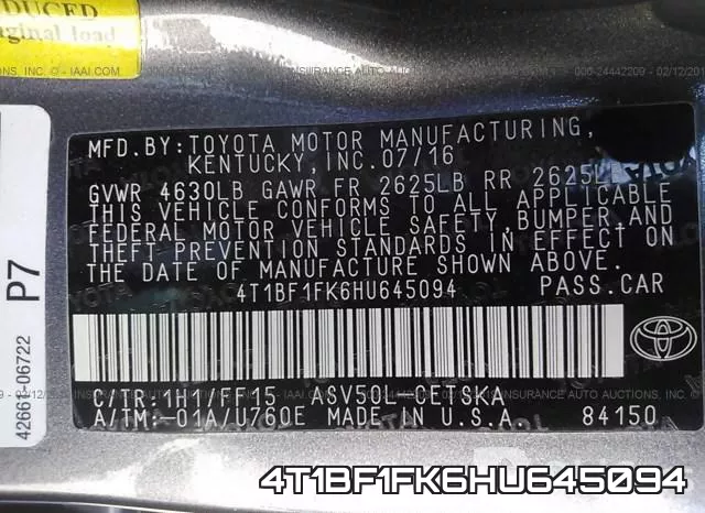 4T1BF1FK6HU645094 фото 10