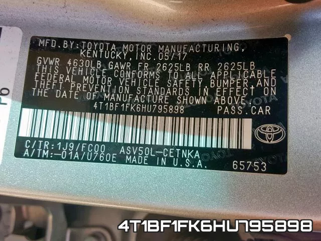 4T1BF1FK6HU795898 фото 2