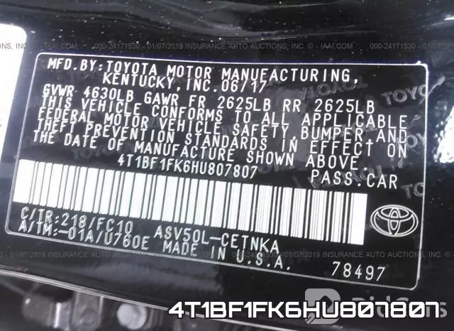 4T1BF1FK6HU807807 фото 10