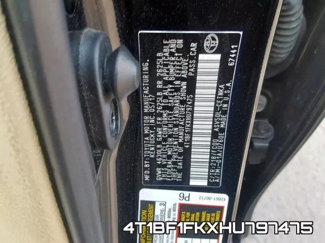 4T1BF1FKXHU797475 фото 2