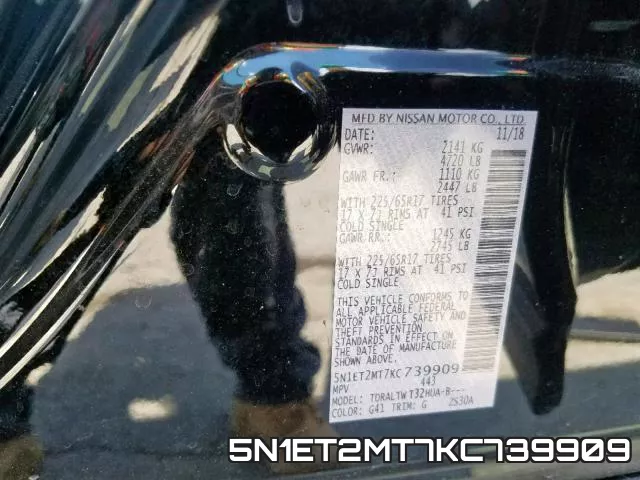 5N1ET2MT7KC739909 фото 2
