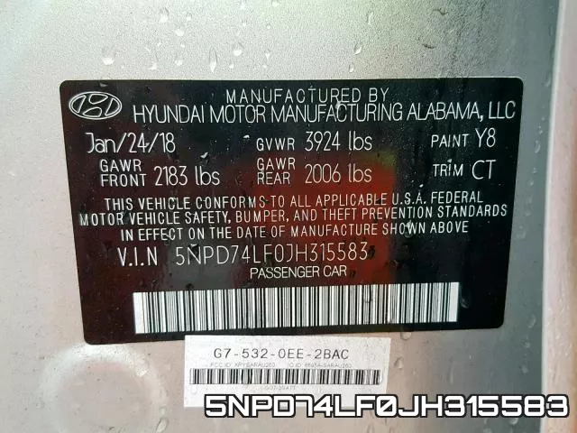 5NPD74LF0JH315583 фото 2