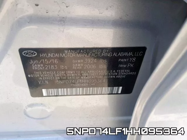 5NPD74LF1HH095364 фото 2