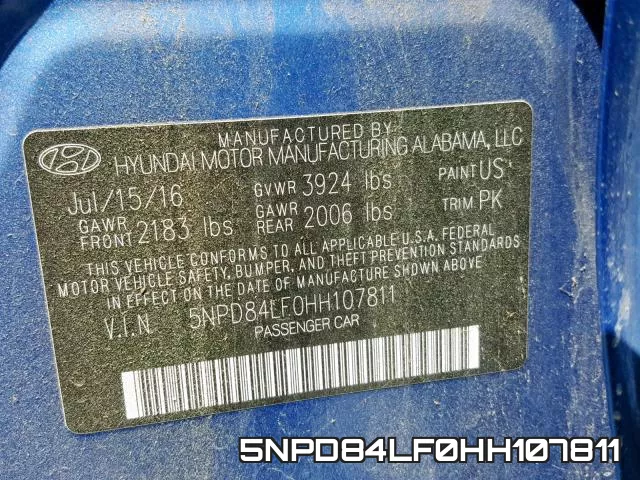5NPD84LF0HH107811 фото 2