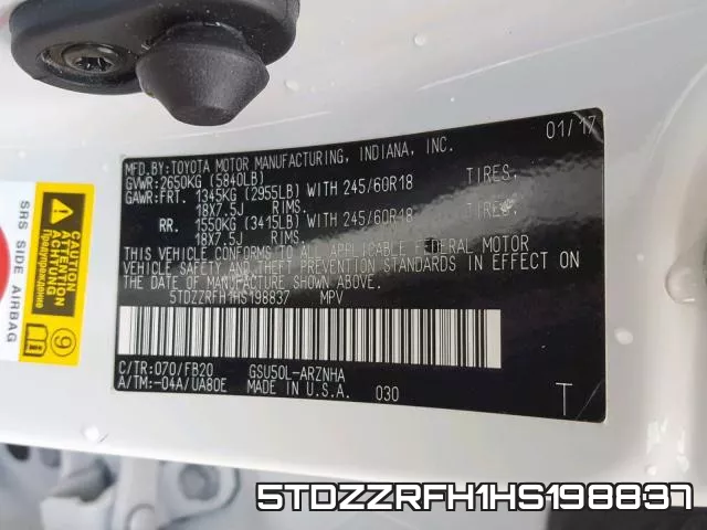 5TDZZRFH1HS198837 фото 2