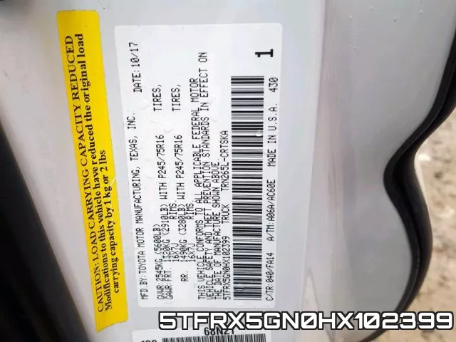 5TFRX5GN0HX102399 фото 2