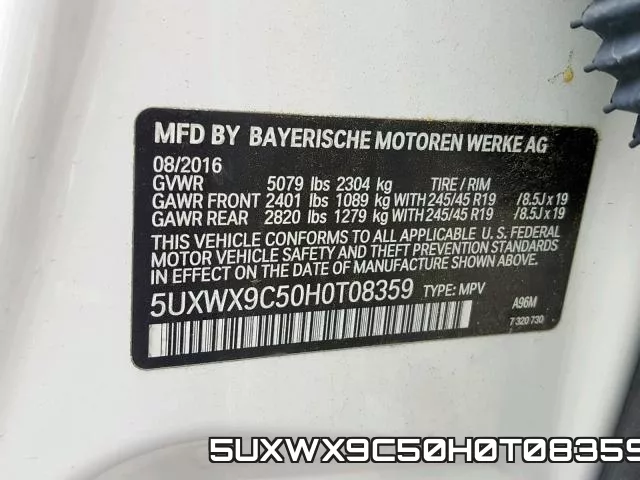 5UXWX9C50H0T08359 фото 2