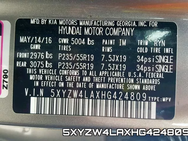 5XYZW4LAXHG424809 фото 2