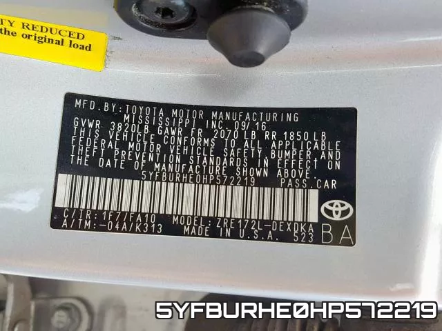 5YFBURHE0HP572219 фото 2