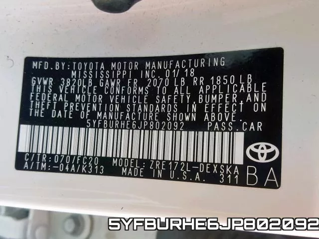 5YFBURHE6JP802092 фото 2